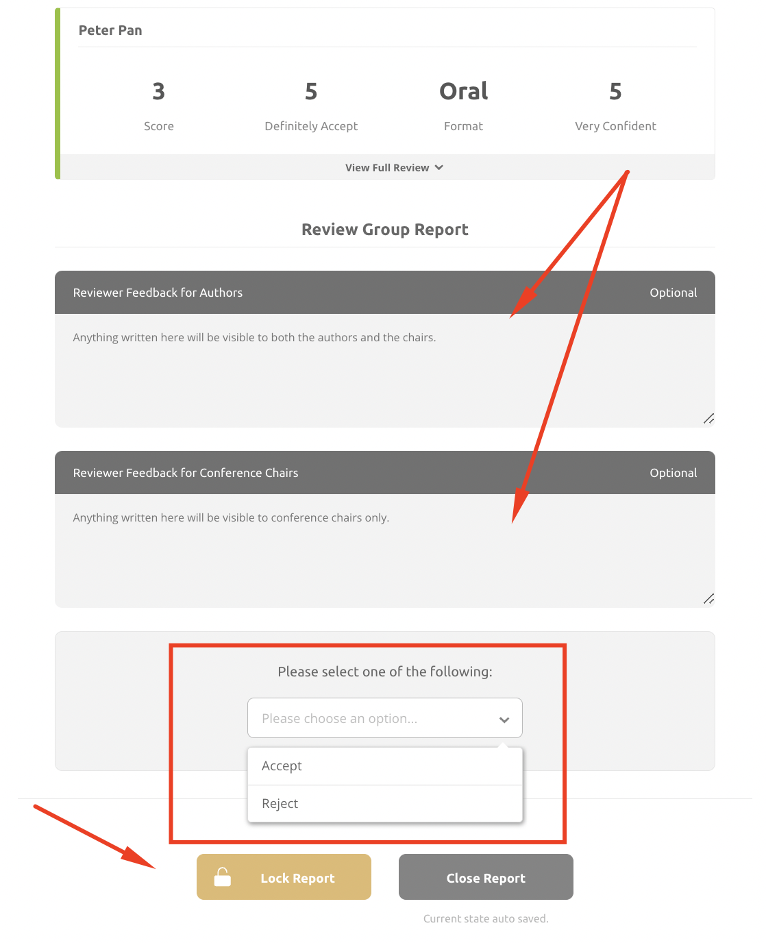 Review group chair: Completing my reports